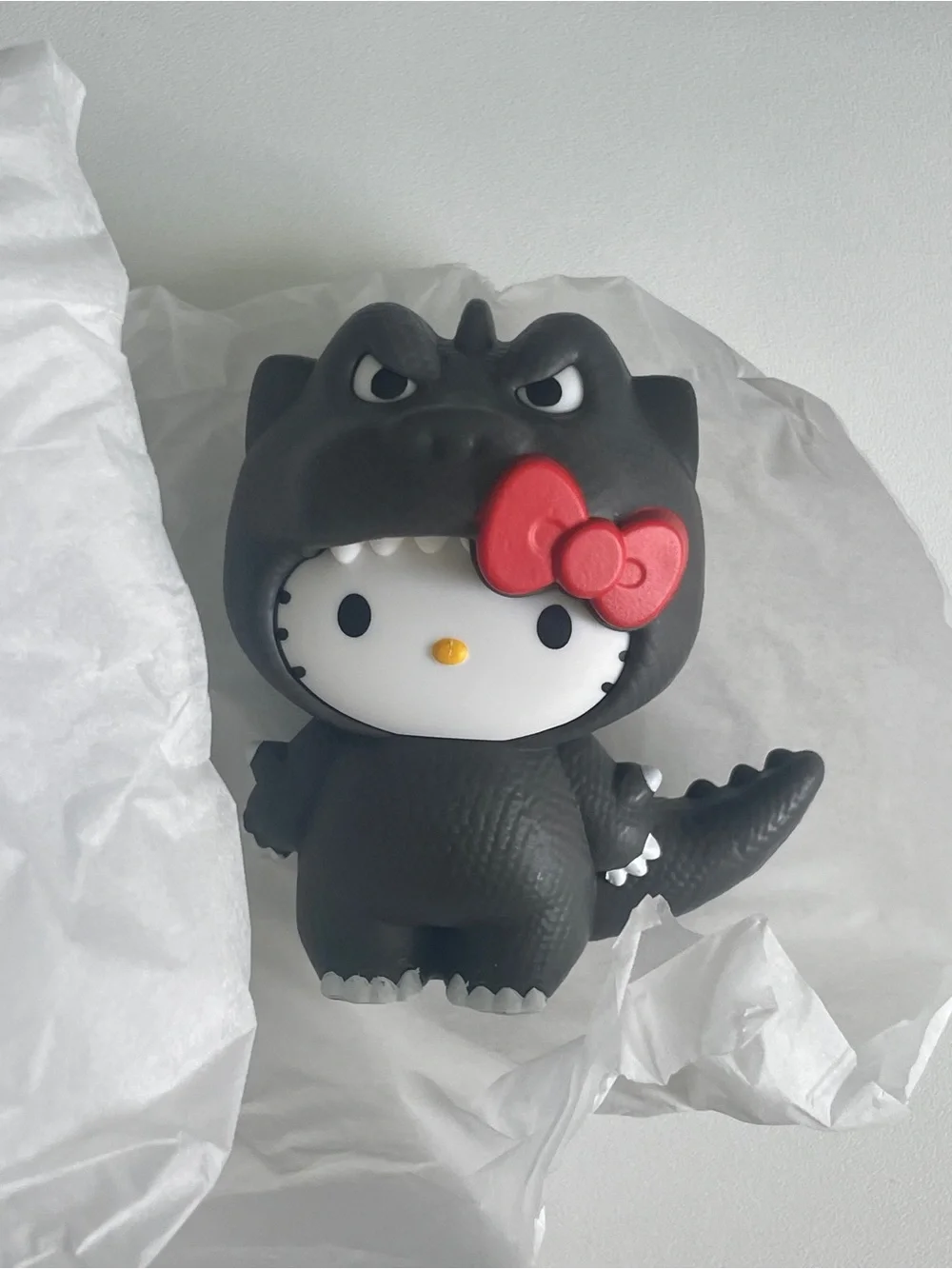 Hello Kitty Black Dinosaur Costume Figure with Red Bow